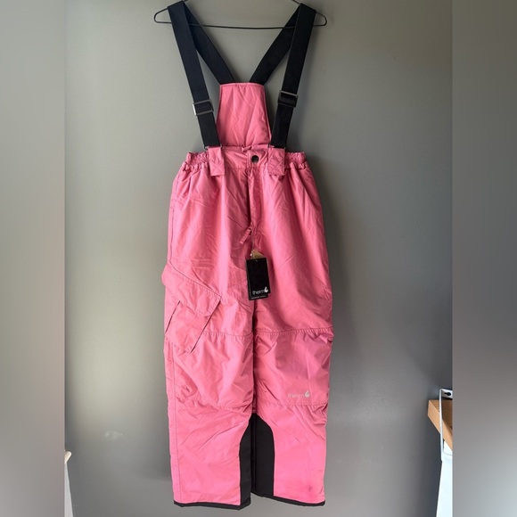 NWT Therma, girls size 12, Watermelon Pink Snow Bib Overalls, suspender - Picture 2 of 8